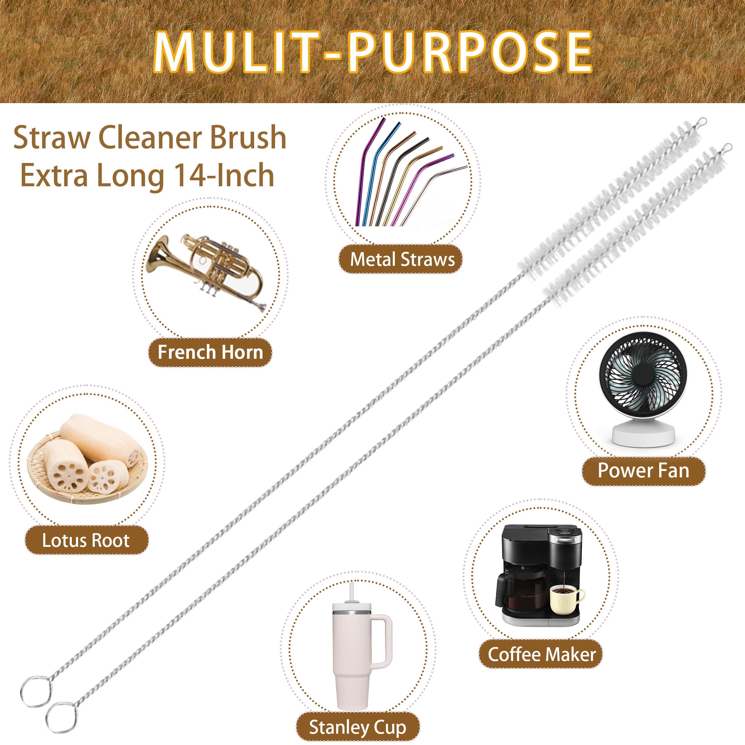 CIDYAUST rust-proof stainless steel wire straw cleaner for durable reuse