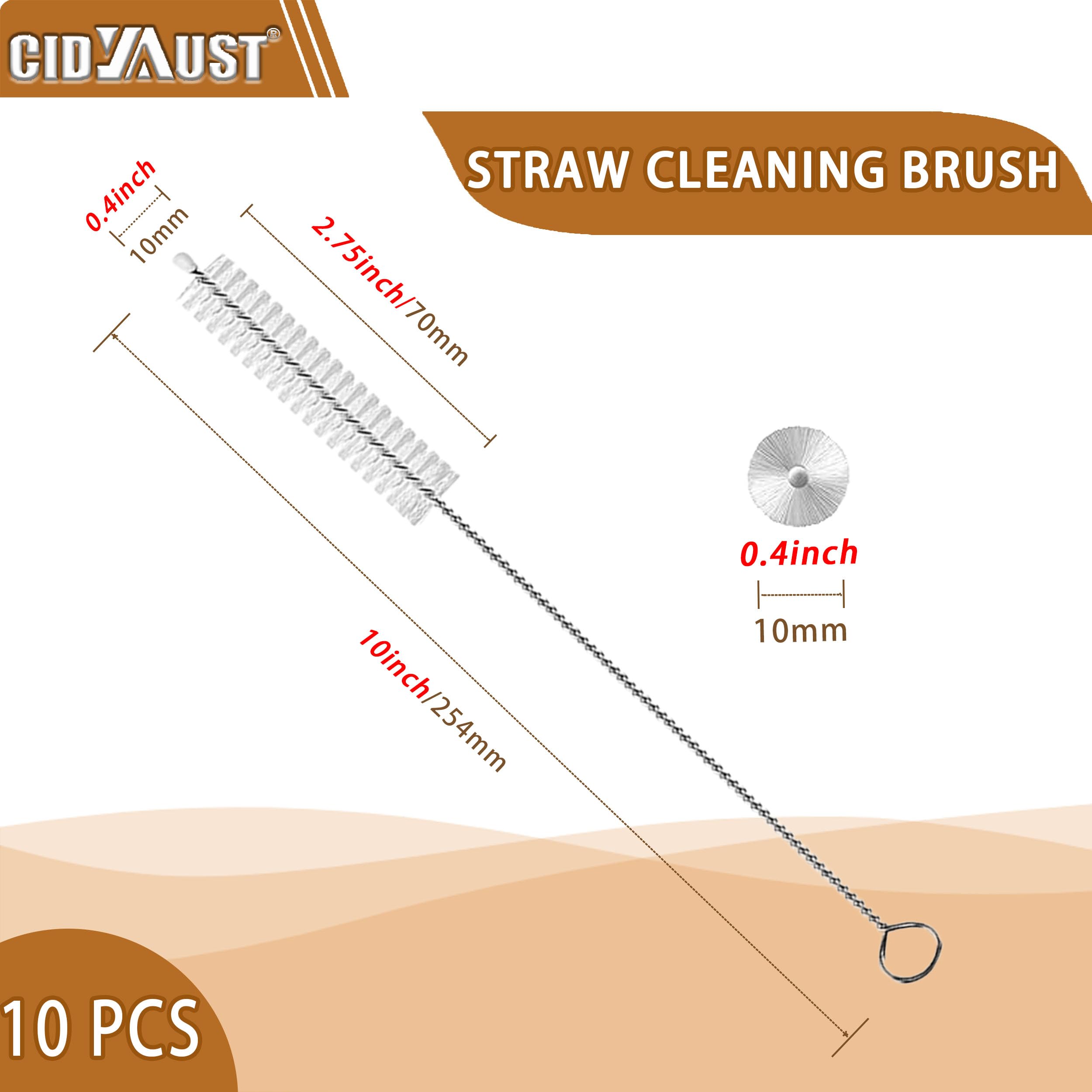 CIDYAUST 10-pack straw brushes stacked ready for daily straw cleaning tasks
