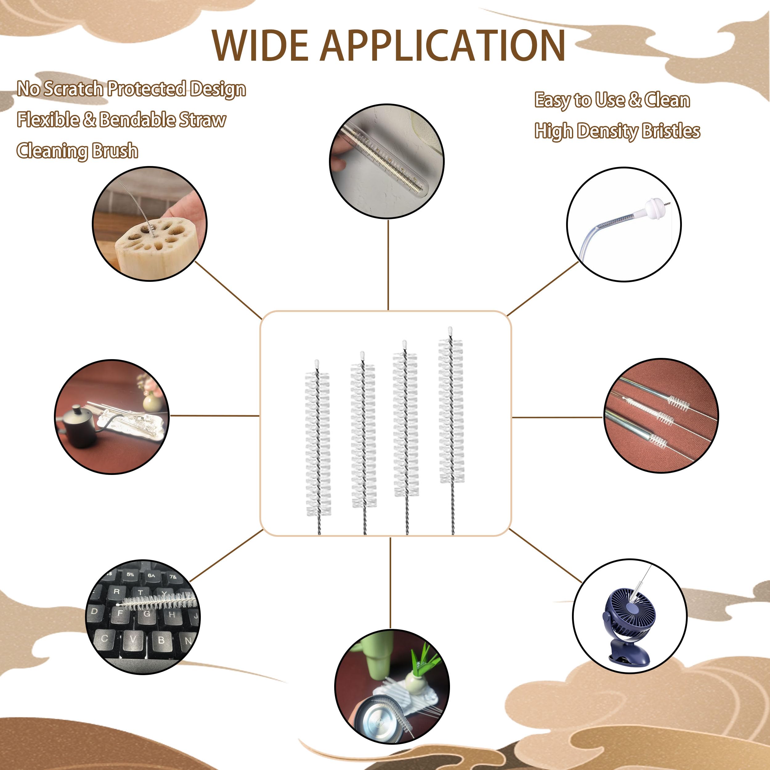 CIDYAUST 10-pack straw brush kit simplifies cleaning of bottles, straws, and accessories.