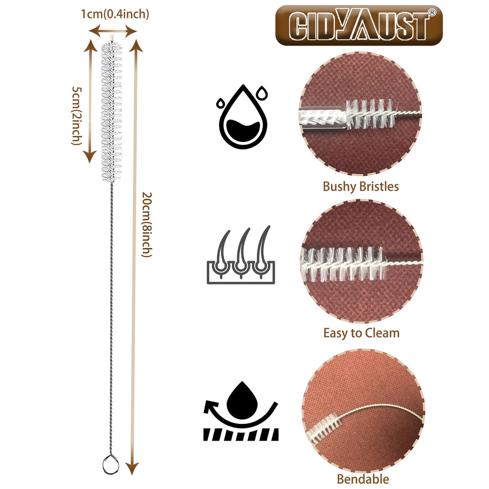 CIDYAUST 304 stainless steel straw cleaner brush highlighting durability for heavy-use tasks