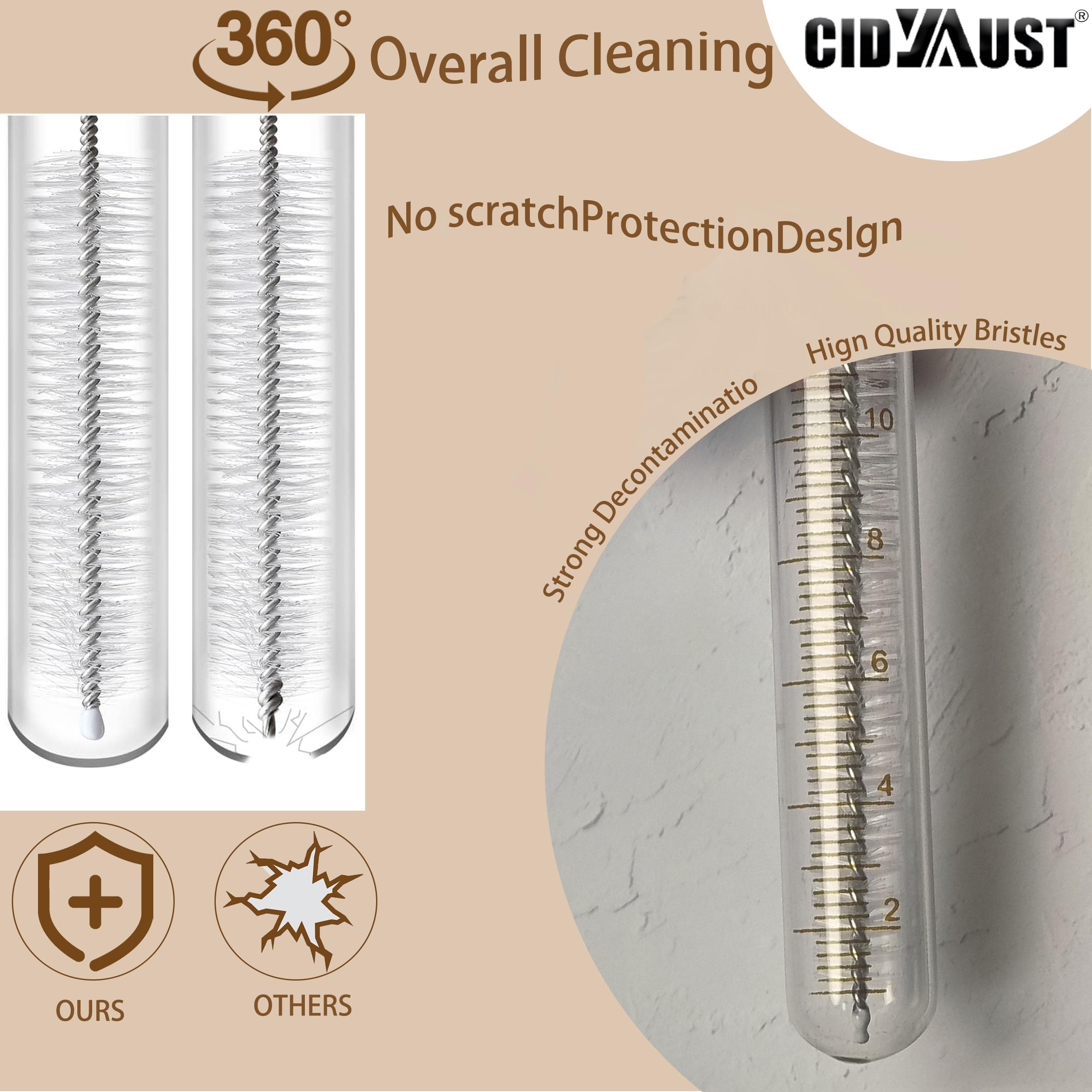 CIDYAUST baby bottle-safe straw cleaner brush for bottles and narrow-neck containers