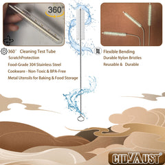 CIDYAUST straw cleaner brush with nylon bristles safely scrubs baby bottles and water bottles.