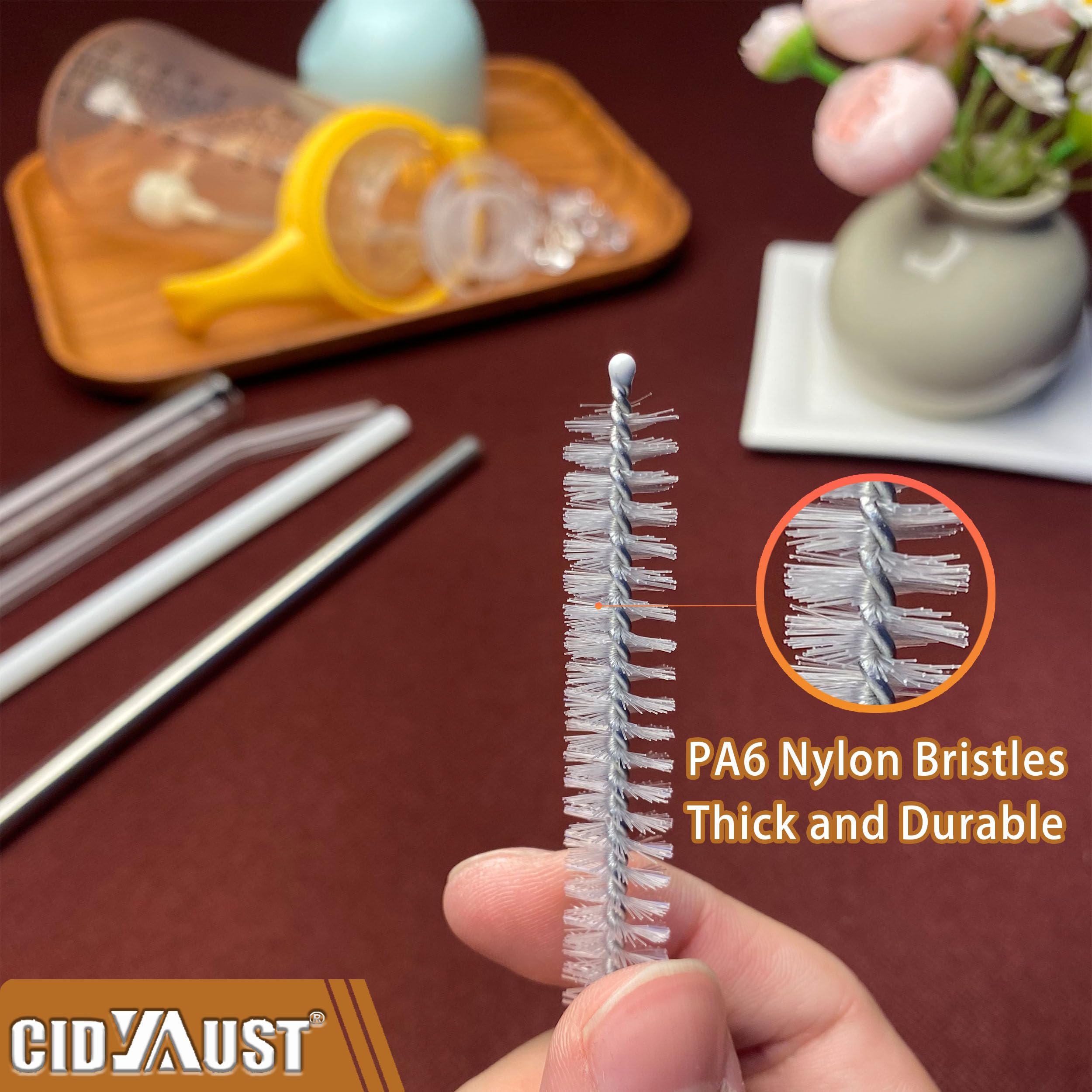 CIDYAUST multi-purpose cleaning brush for glass, silicone, and stainless steel straws