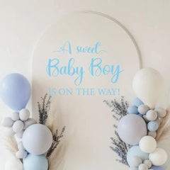 CIEQR Sweet Baby Boy Sign Decal closeup with elegant lettering for baby shower decor