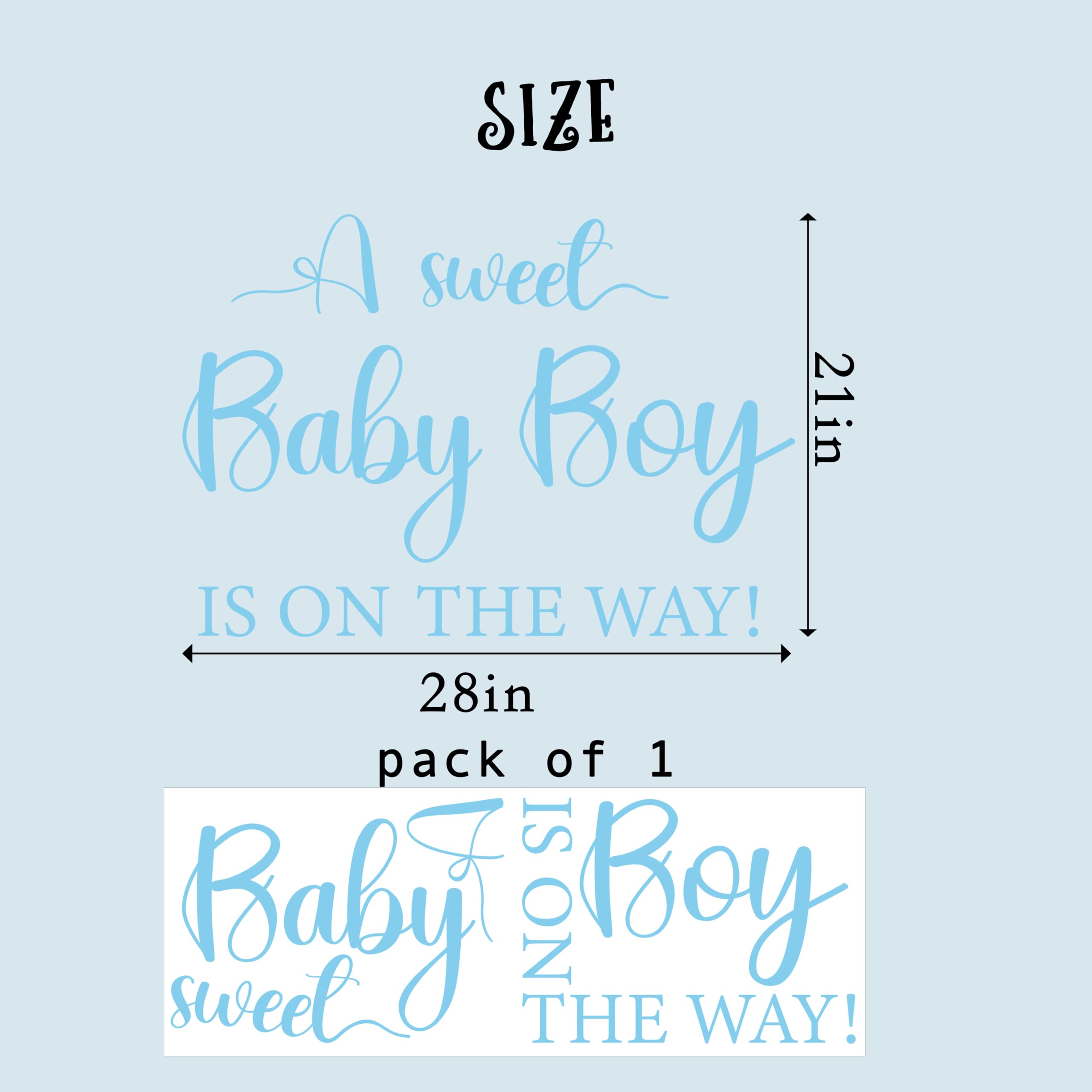 CIEQR Sweet Baby Boy Sign Decal shown in room decor for celebrations