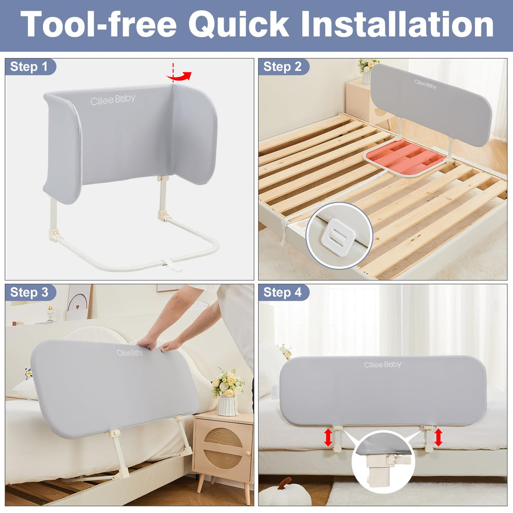 Ciilee Baby Bed Rail adjustable height with 35 levels for various mattresses