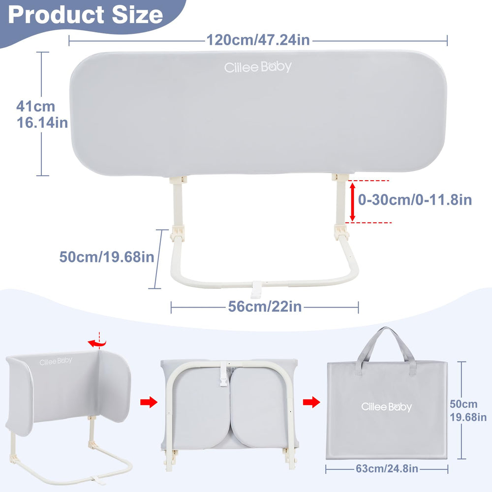 Ciilee Baby Bed Rail base slides under mattress for secure fit