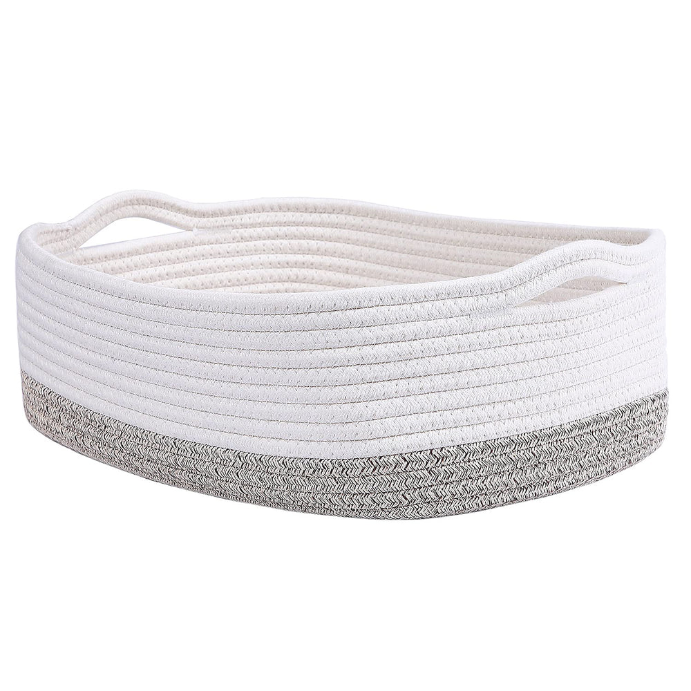 CIKI HOME cotton rope basket in nursery white for gentle toy and blanket storage.