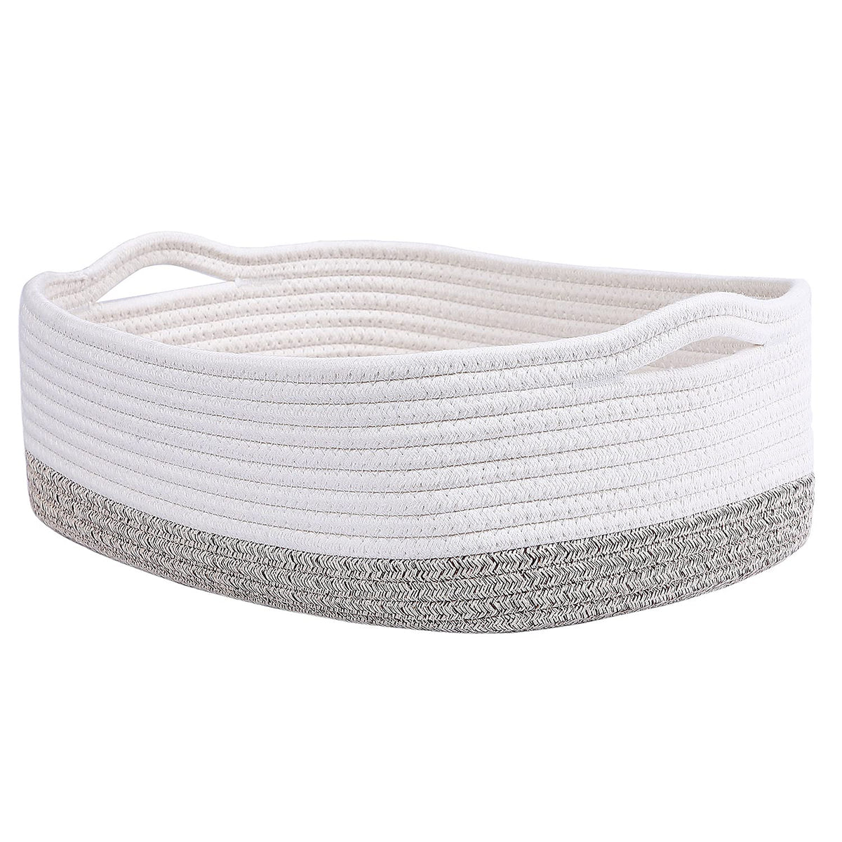 CIKI HOME cotton rope basket in nursery white for gentle toy and blanket storage.