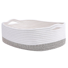 CIKI HOME cotton rope basket in nursery white for gentle toy and blanket storage.
