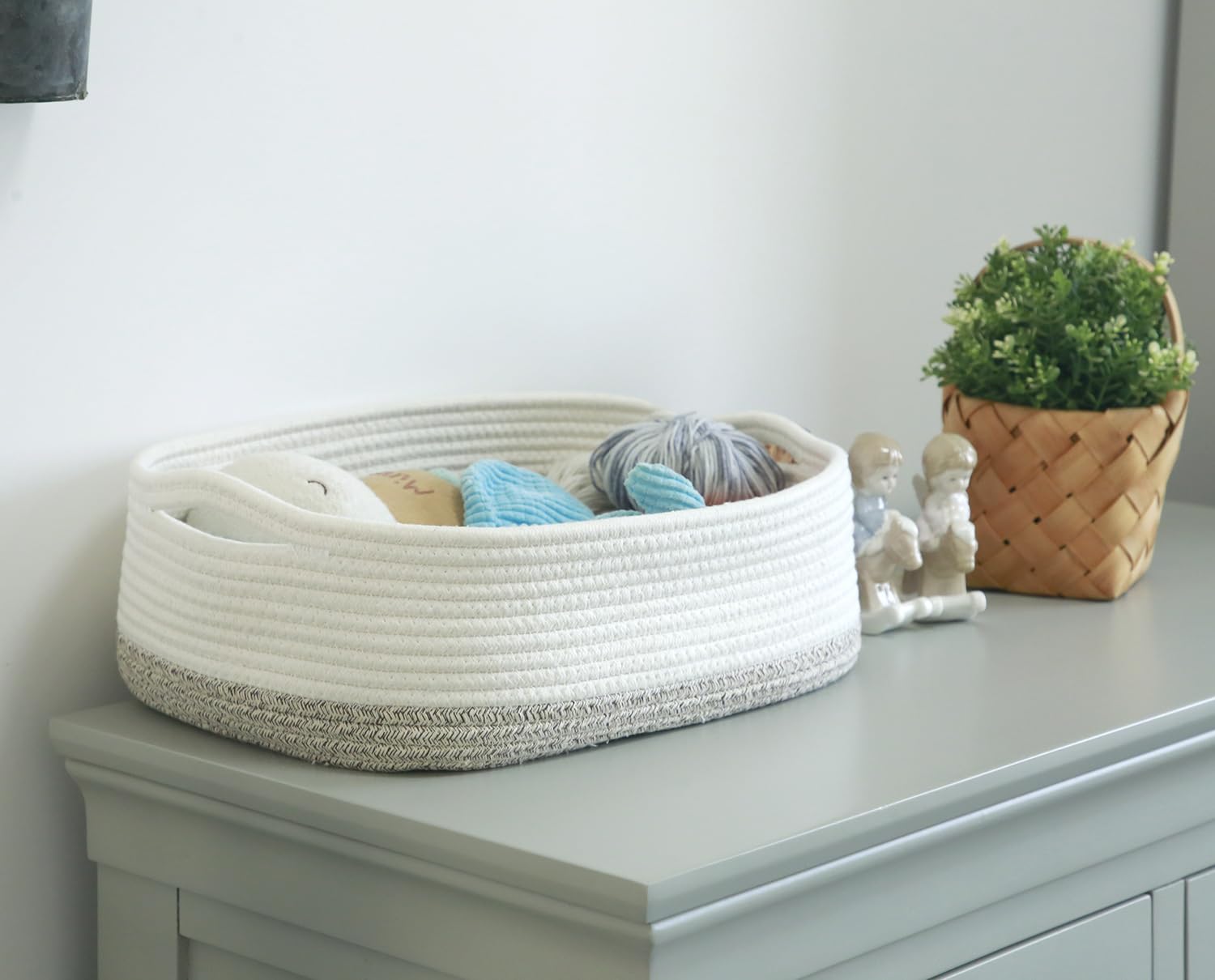 CIKI HOME cotton rope basket toy bin keeps small items organized and accessible.