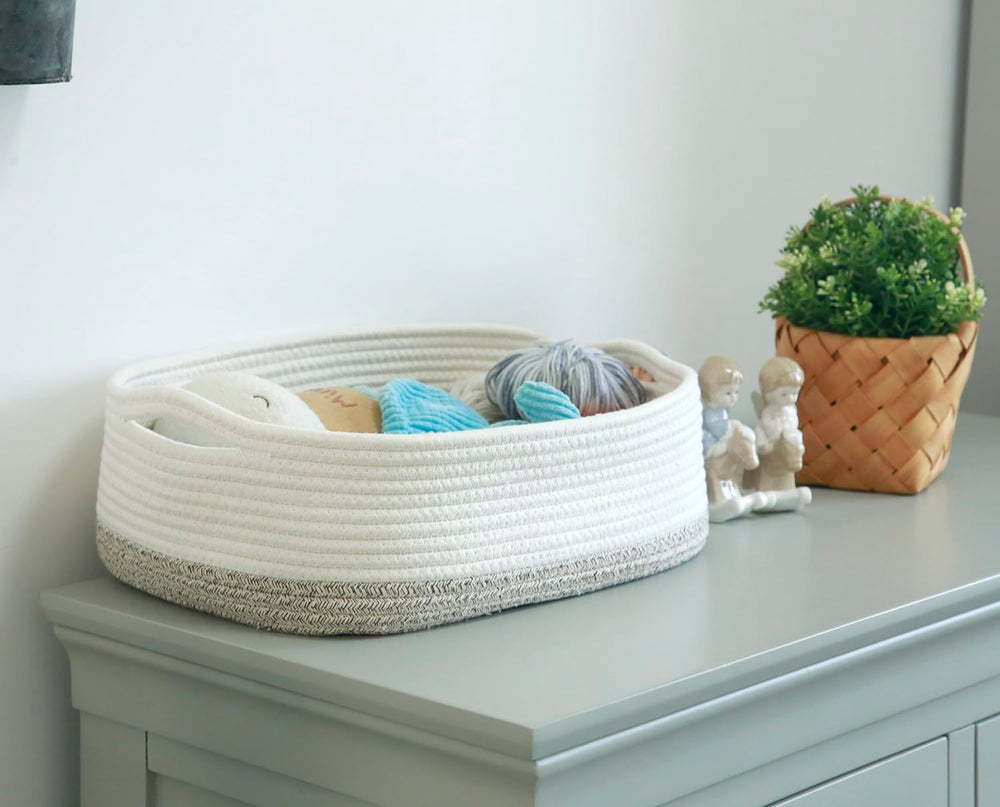 CIKI HOME cotton rope basket toy bin keeps small items organized and accessible.