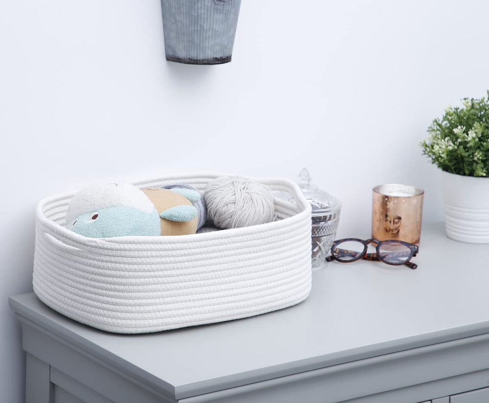 CIKI HOME baby nursery bin for towels and small essentials in white