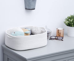 CIKI HOME baby nursery bin for towels and small essentials in white