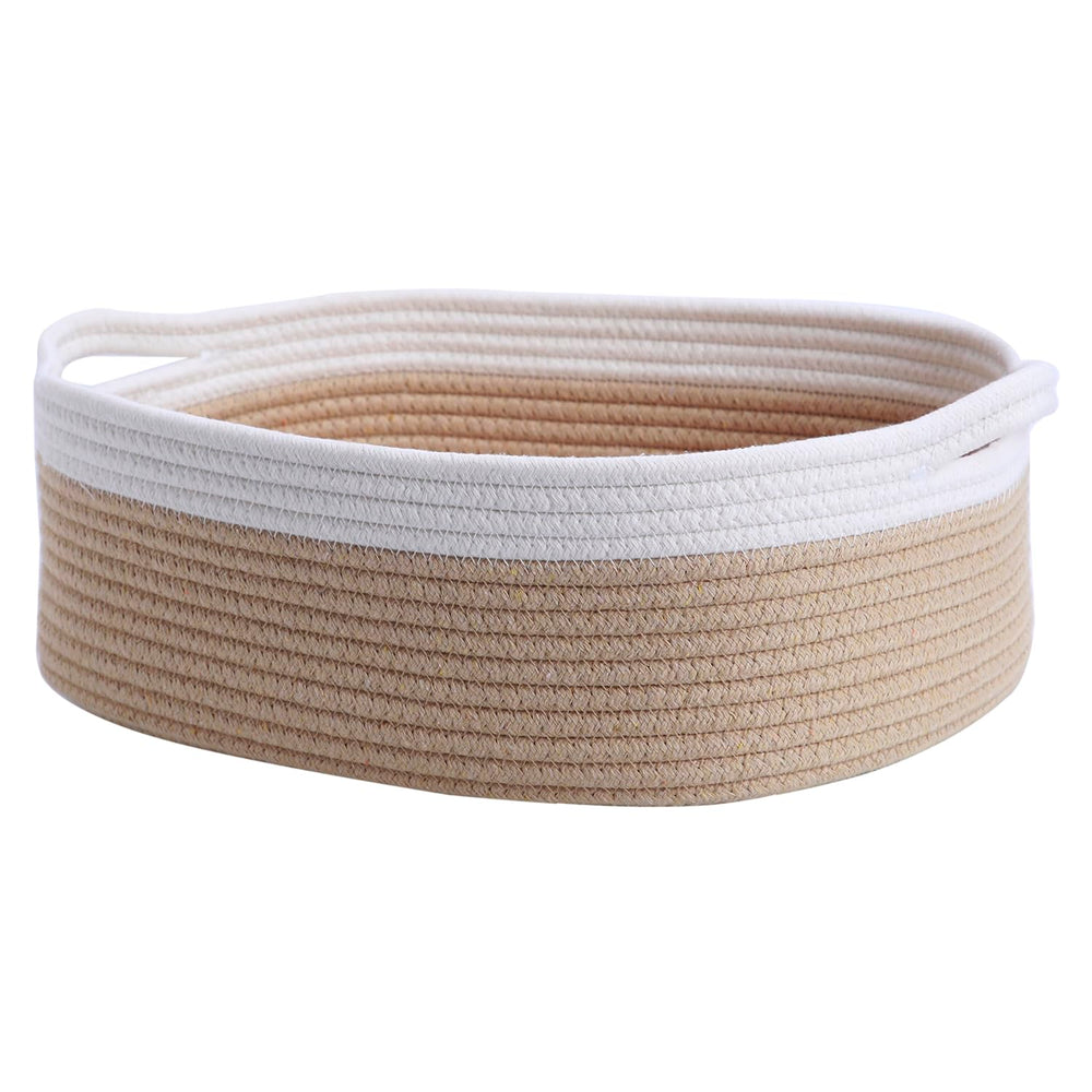 CIKI HOME woven cotton rope storage basket closed view shows sturdy soft-touch organization