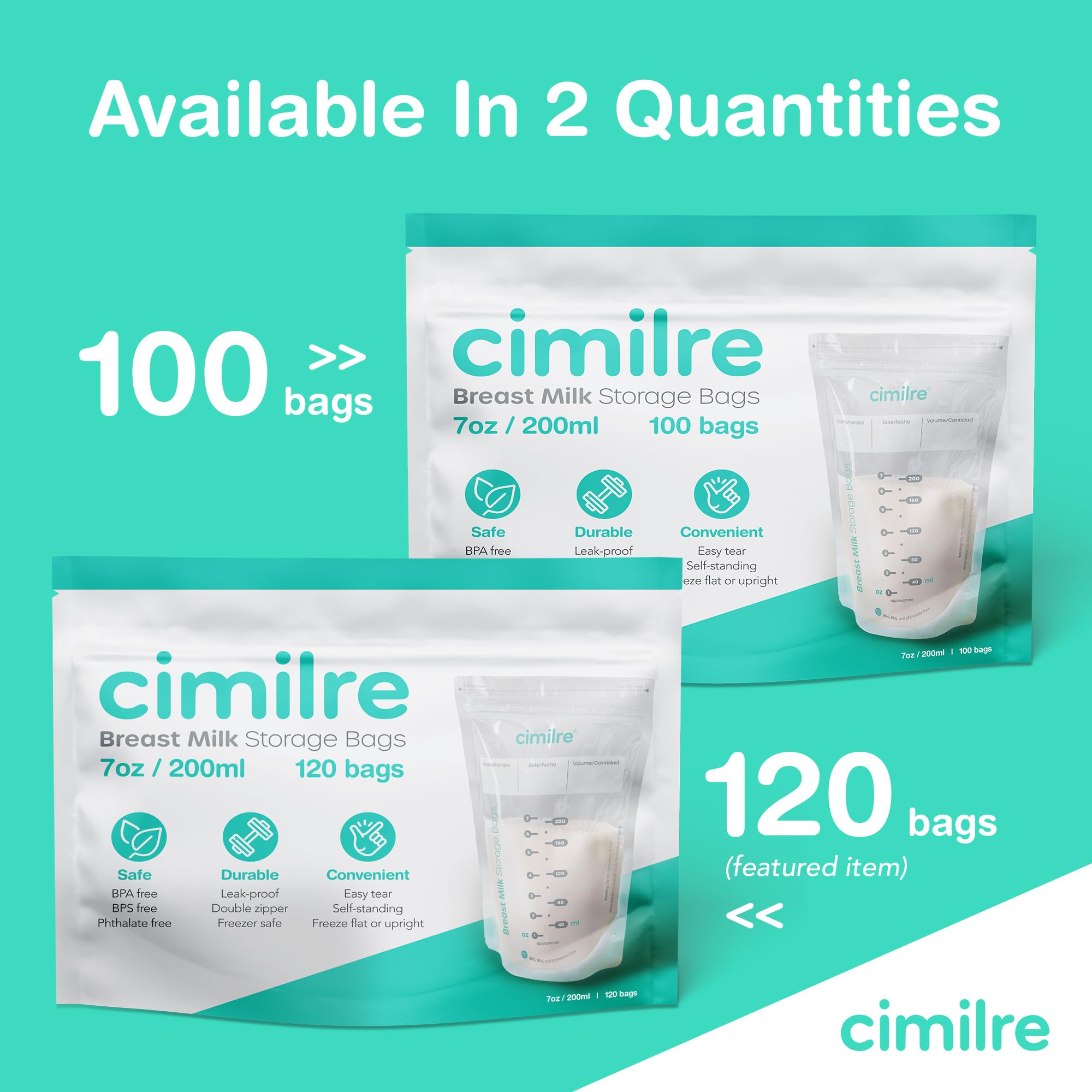 cimilre 120-pack bags provide ample supply for families