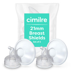 Cimilre 21mm breast shields packaging shows easy replacement parts for busy moms
