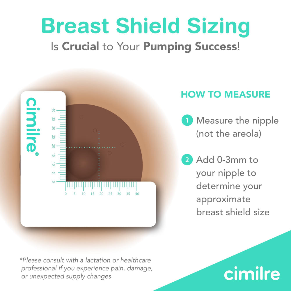 Cimilre 24mm shield size guide illustrating how correct sizing enhances comfort during pumping