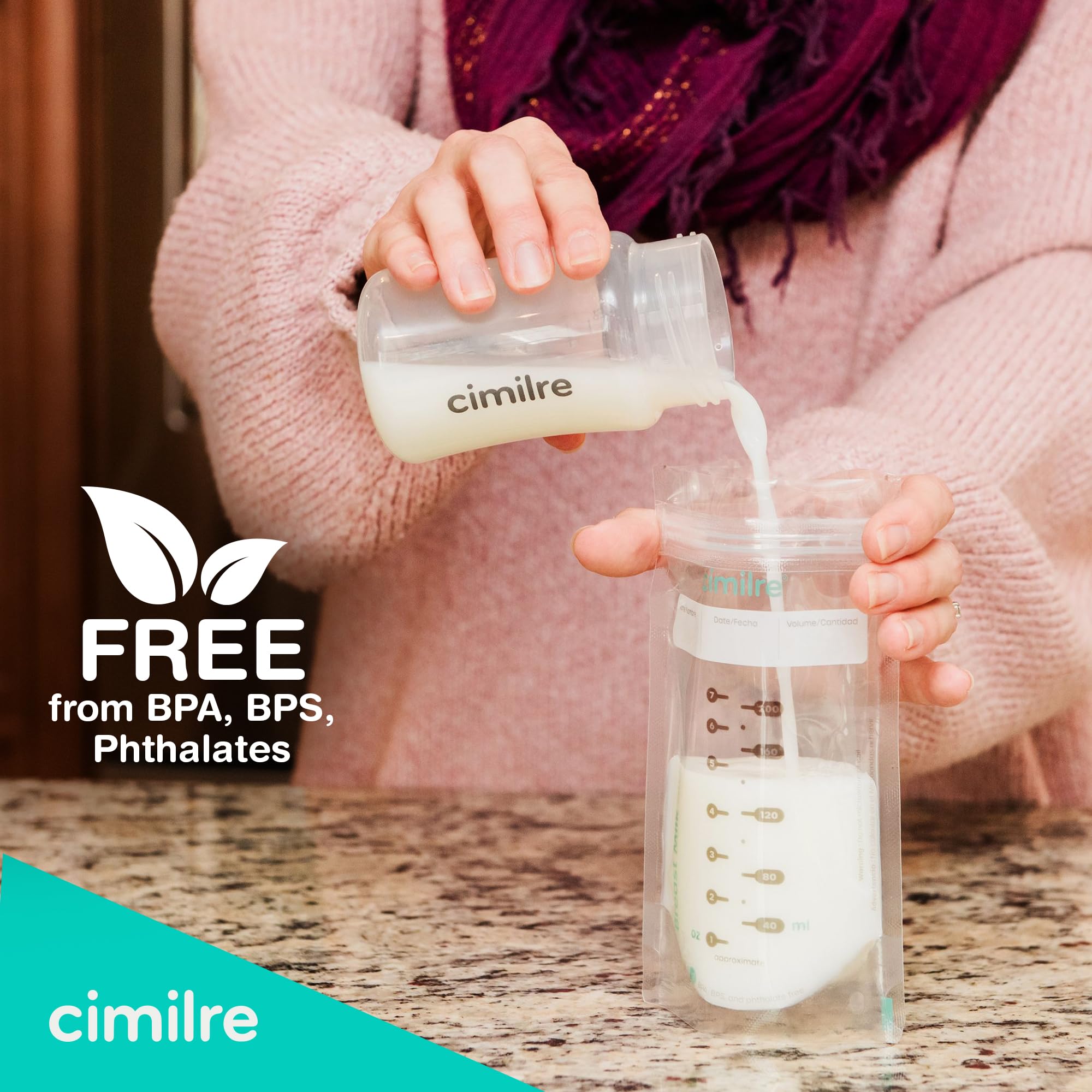 cimilre breastmilk bag in travel pouch ready for on-the-go storage