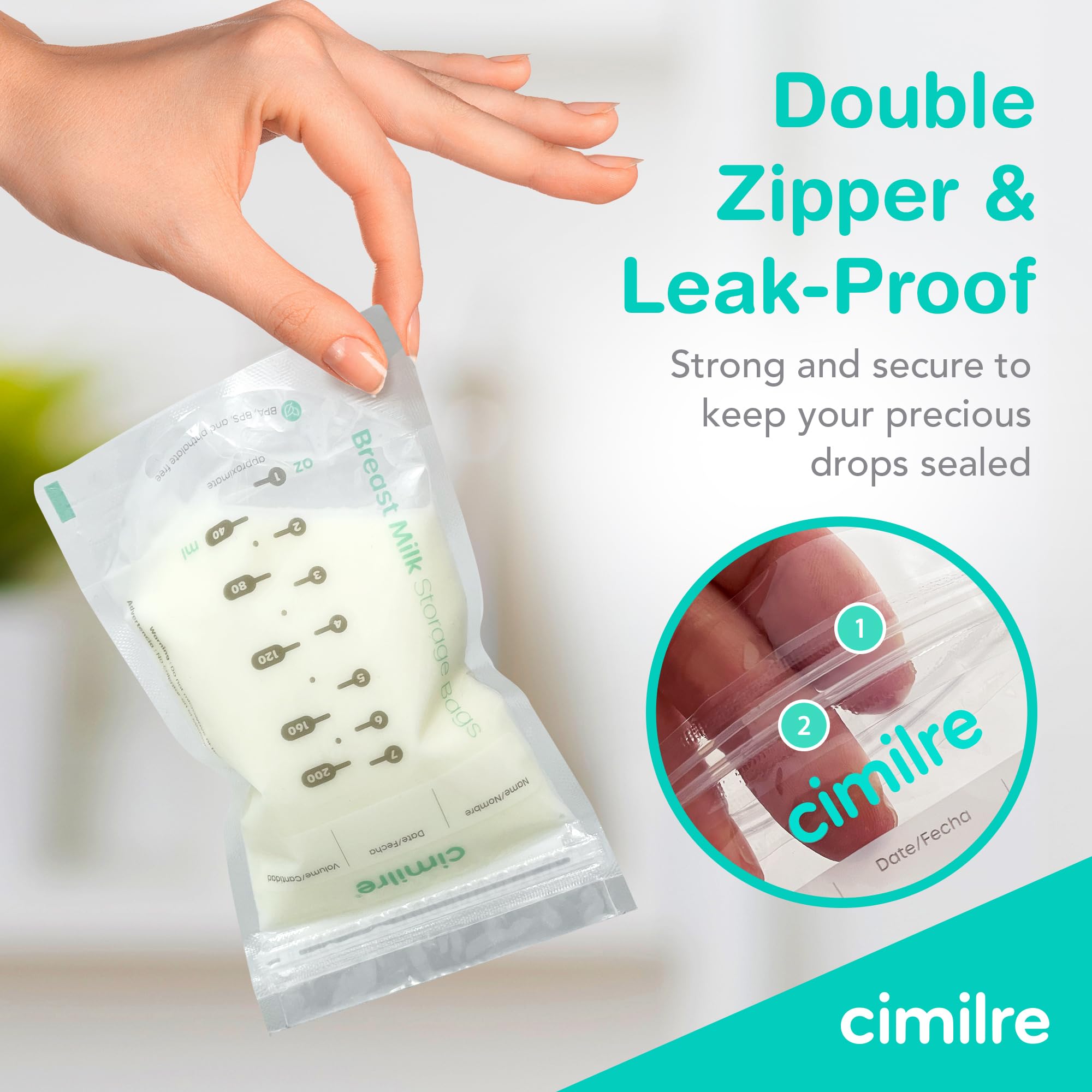 Cimilre breast milk bags can freeze flat or stand upright for flexibility