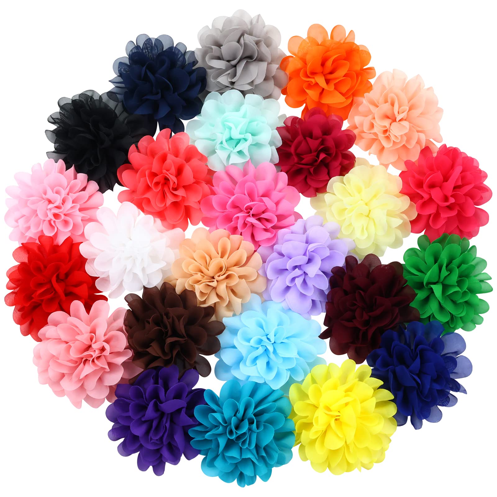 Cinaci 25-pack big chiffon flower clip with 4-inch bloom for versatile styling.
