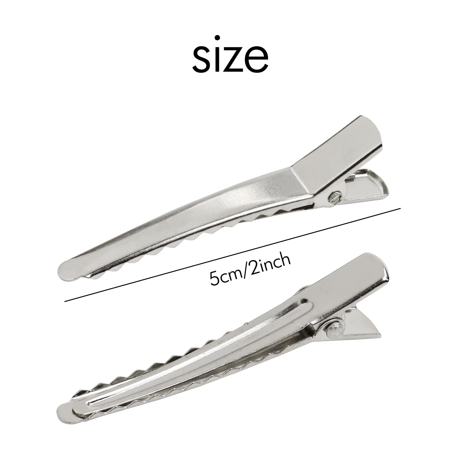 Cinaci 5cm metal alligator clip silver ready to grip hair securely.