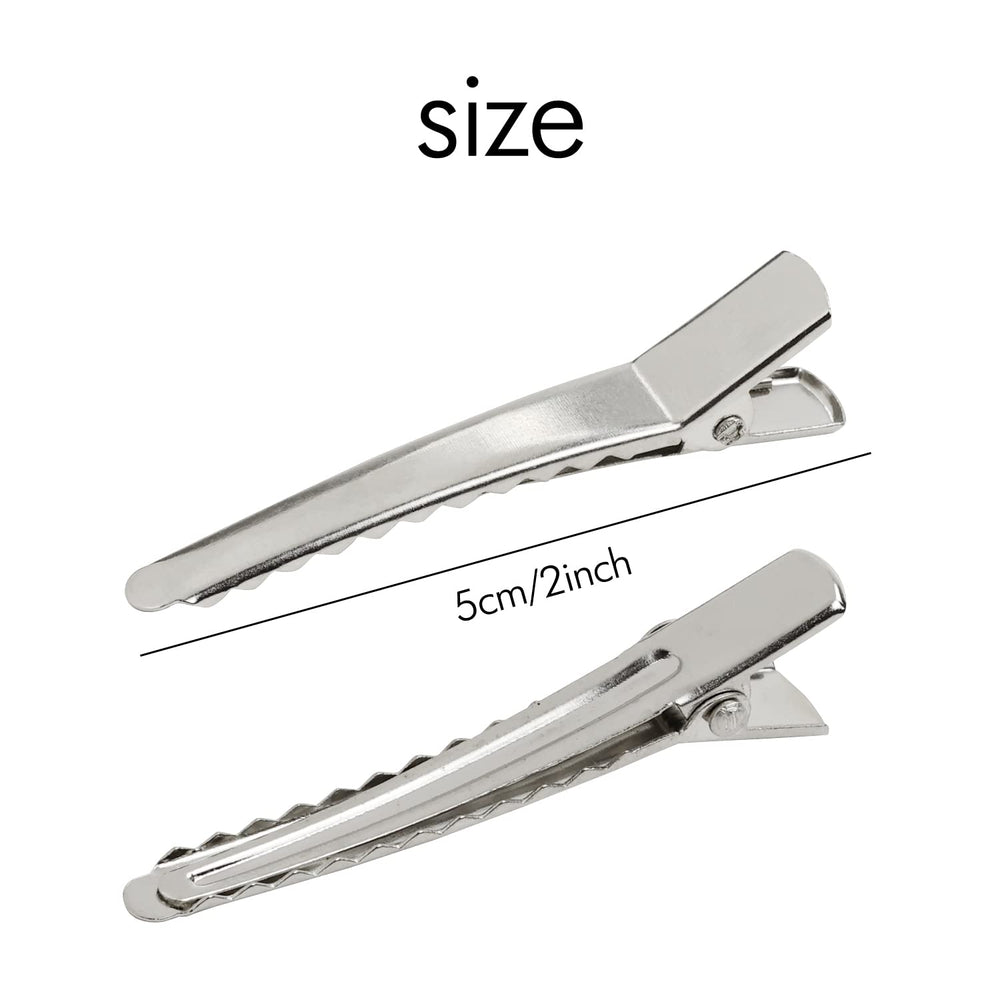 Cinaci 5cm metal alligator clip silver ready to grip hair securely.