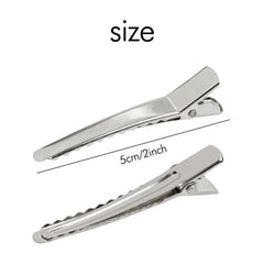 Cinaci 5cm metal alligator clip silver ready to grip hair securely.