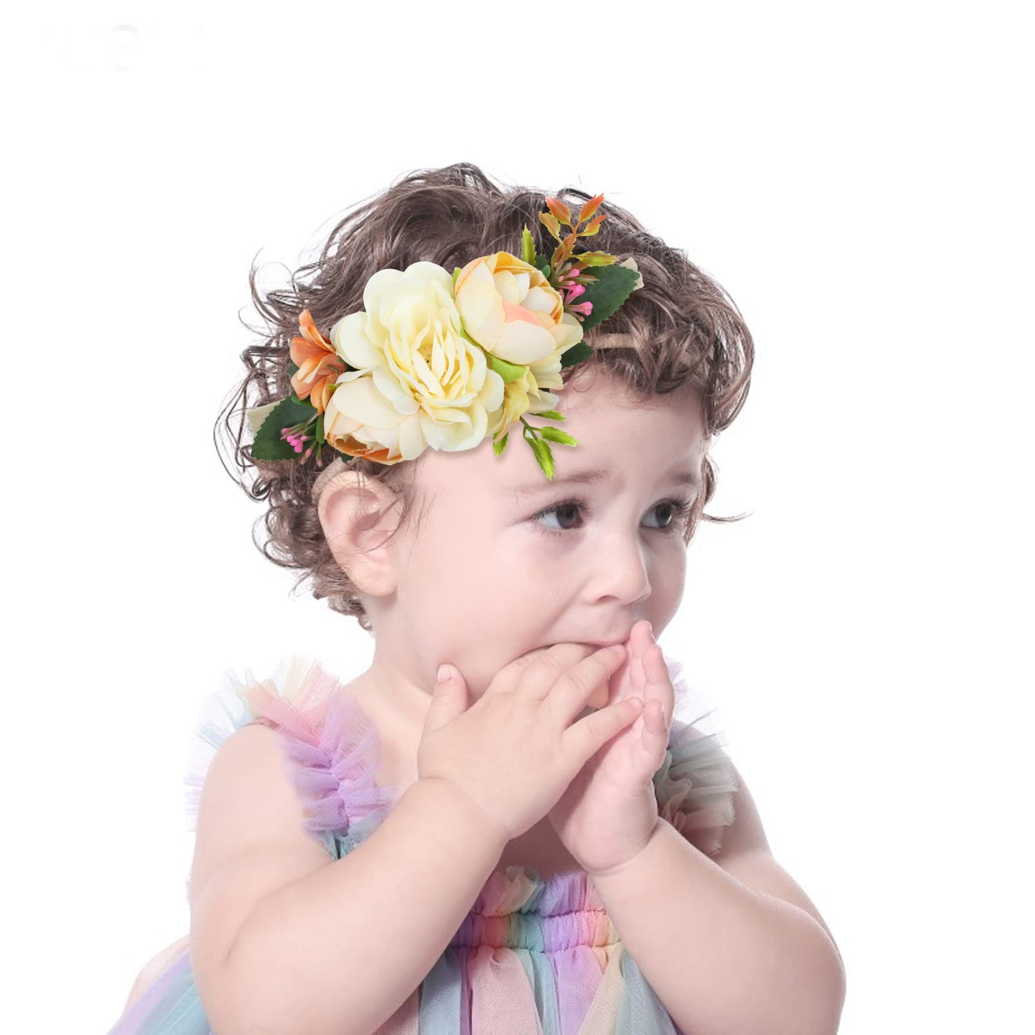 Cinaci floral headband dusty pink; subtle color perfect for photos.