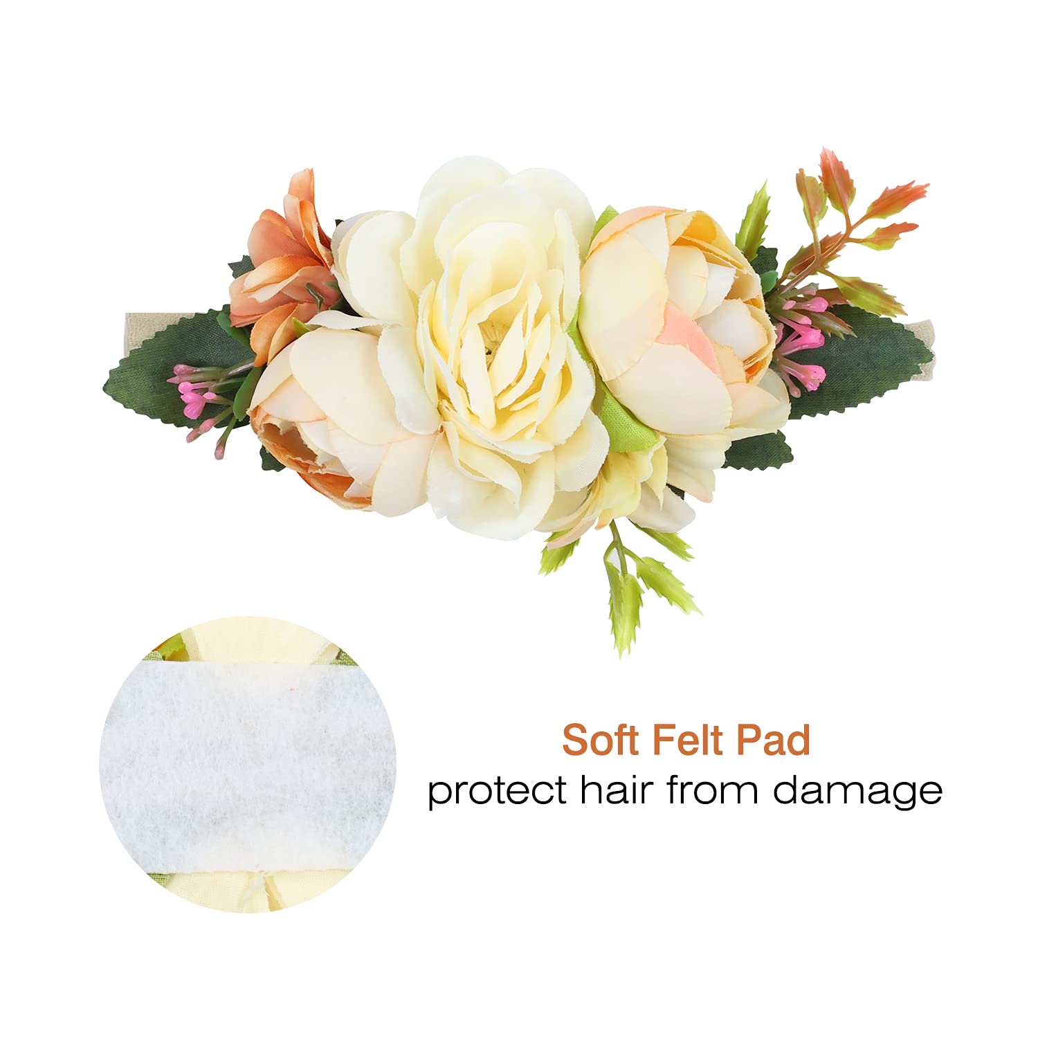 Cinaci floral headband green; vibrant hue adds playful detail.