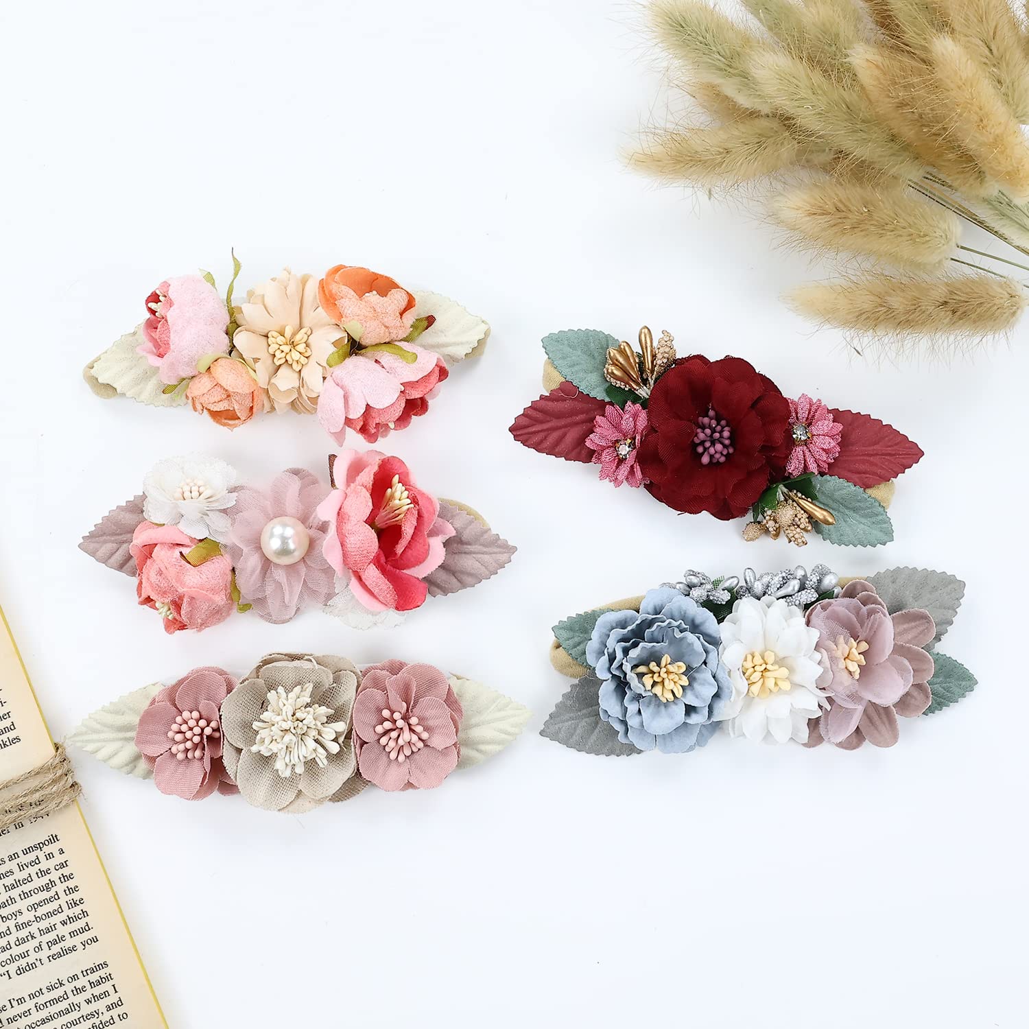 Cinaci flower headband burgundy - adds a charming accent for holidays and birthdays.