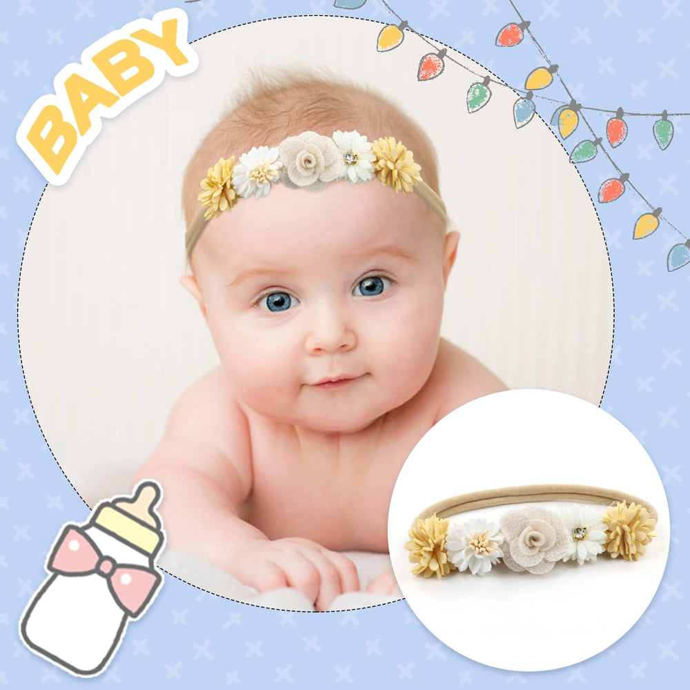 Cinaci flower headband closeup pearls rhinestones highlights delicate embellishments for special occasions.