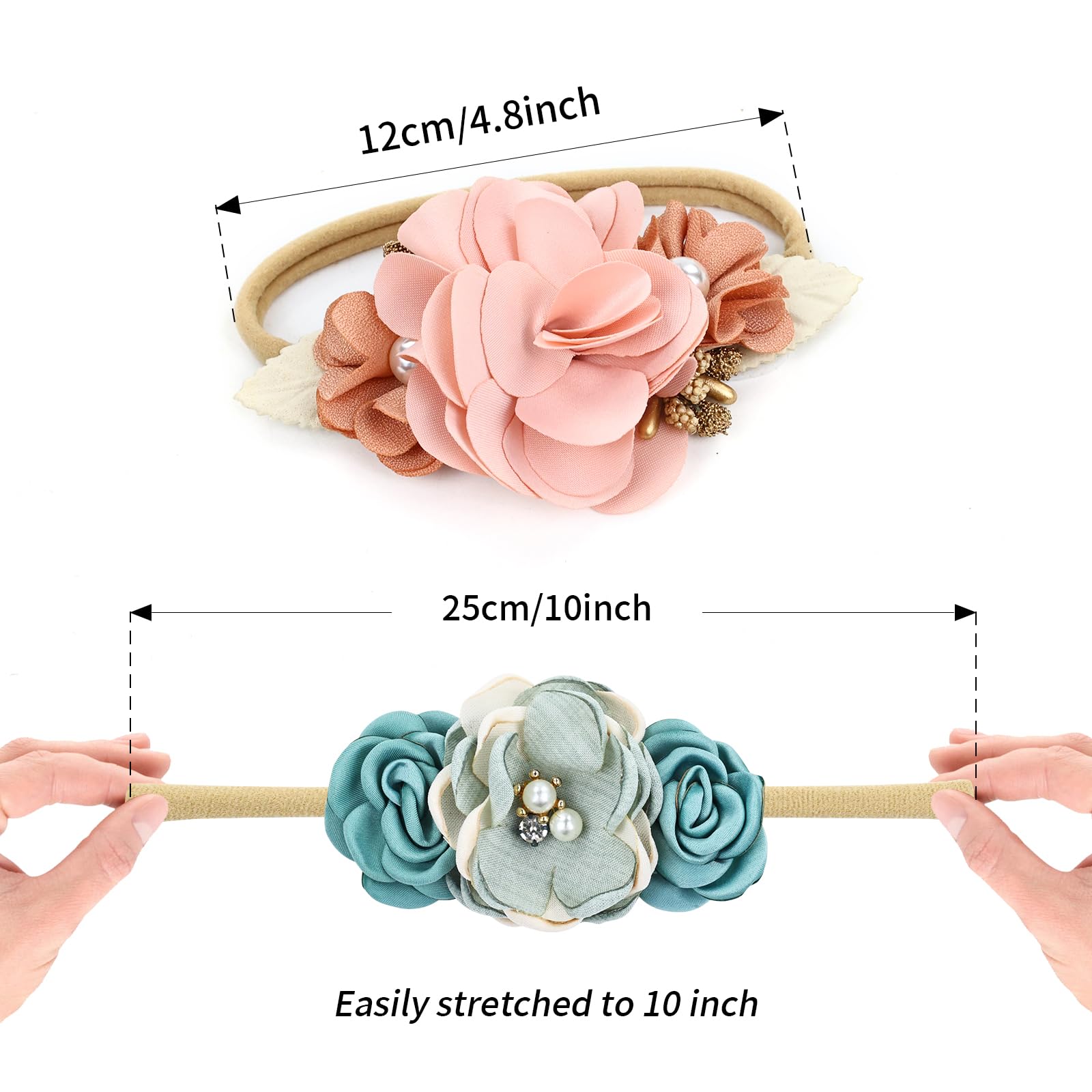 Cinaci stretchy nylon headband adjusts from newborn to toddler