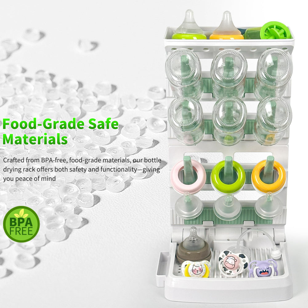 CINWWNI rack with bottles in use shows organized drying of multiple components.