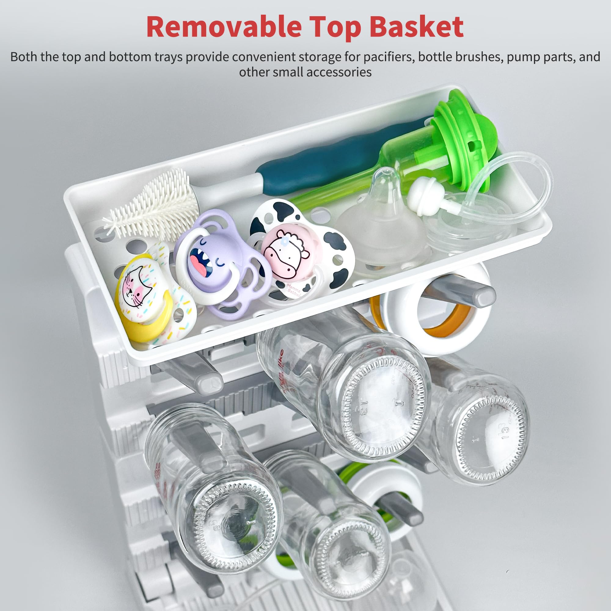CINWWNI bottle drying rack compact dimensions image communicates small footprint.