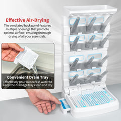 CINWWNI bottle drying rack drain tray image reveals easy water collection and cleanup.
