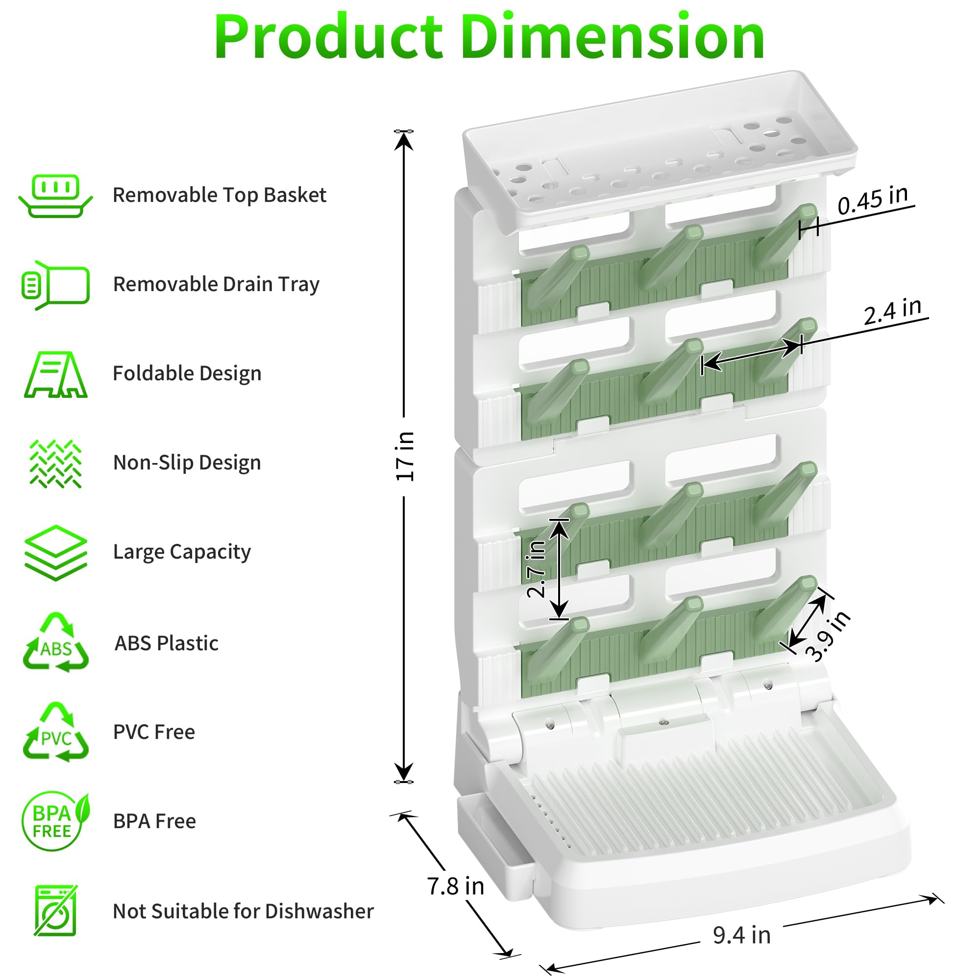 CINWWNI bottle drying rack side view demonstrates stability for heavy bottle loads.