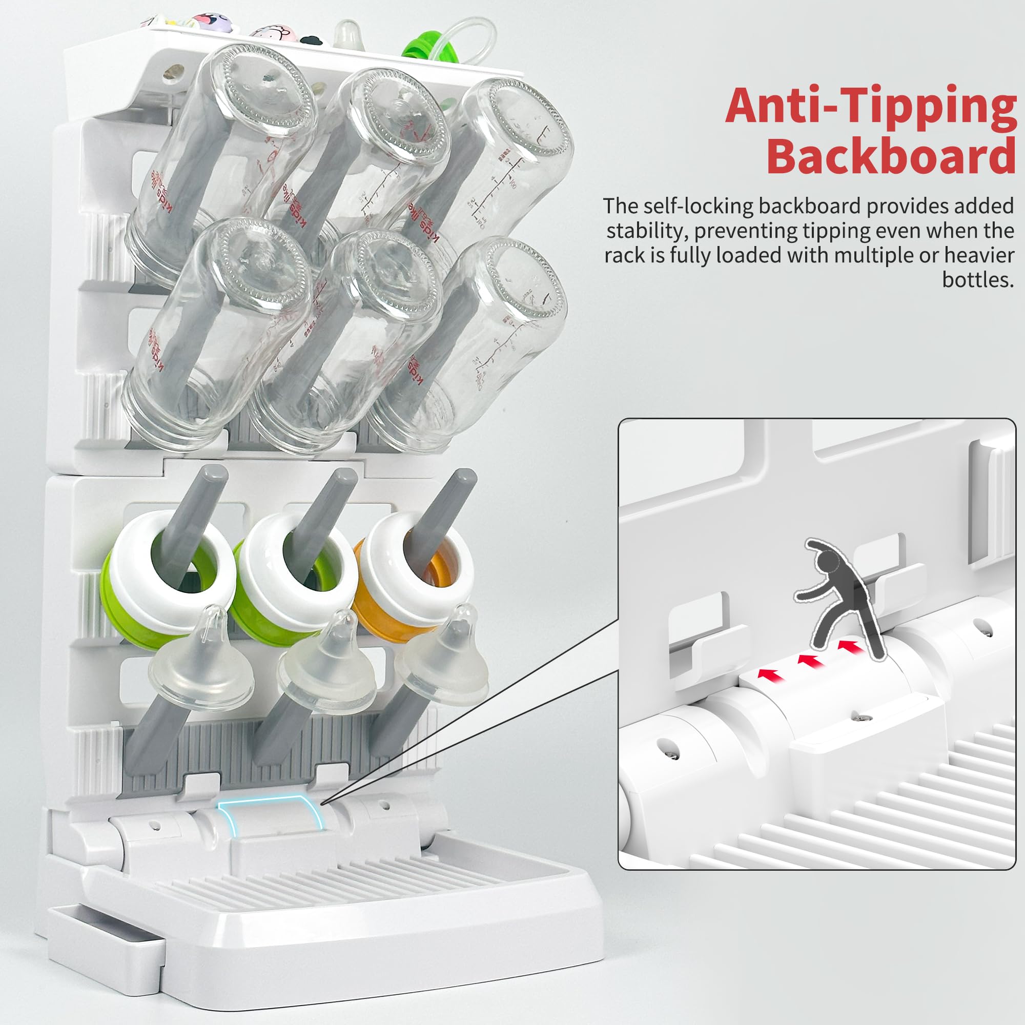CINWWNI bottle drying rack six-hooks image highlights organized drying for accessories.