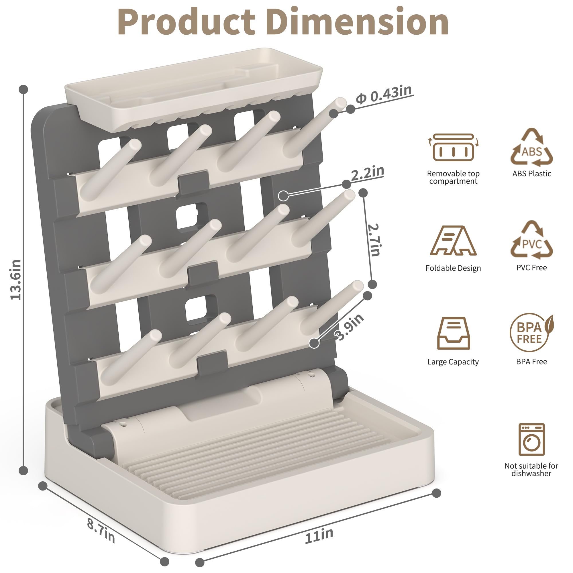CINWWNI baby bottle drying rack space-saving design keeps counters clutter-free during feeding days.