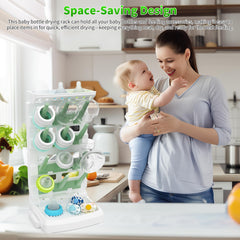 CINWWNI baby bottle drying rack top basket highlights versatile drying of small parts.