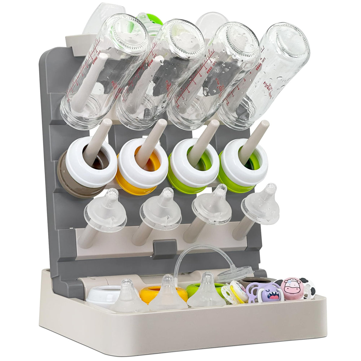 CINWWNI baby bottle drying rack vertical stand keeps bottles organized for busy mornings.