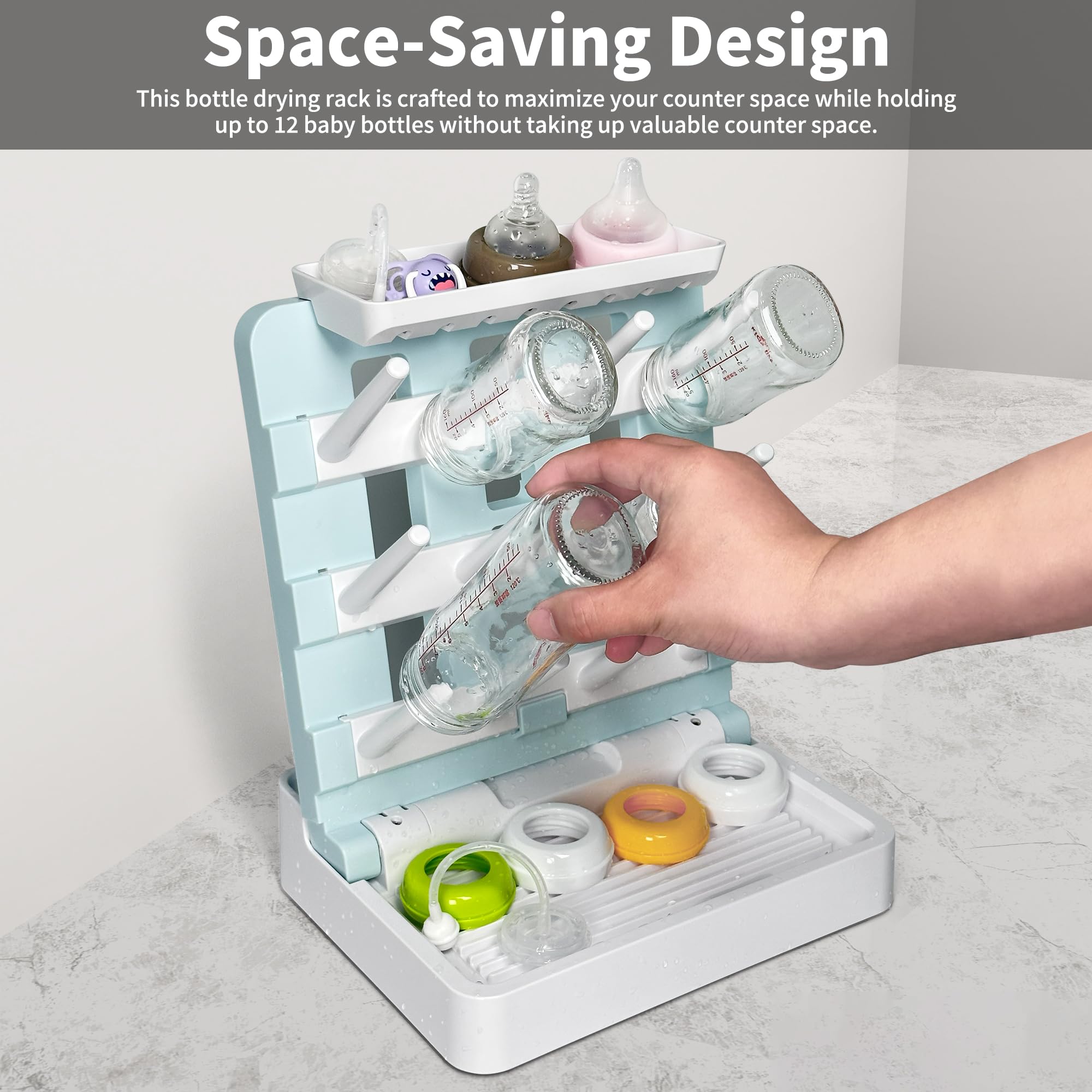CINWWNI bottle-drying-rack anti-tip backboard adds stability during daily use.