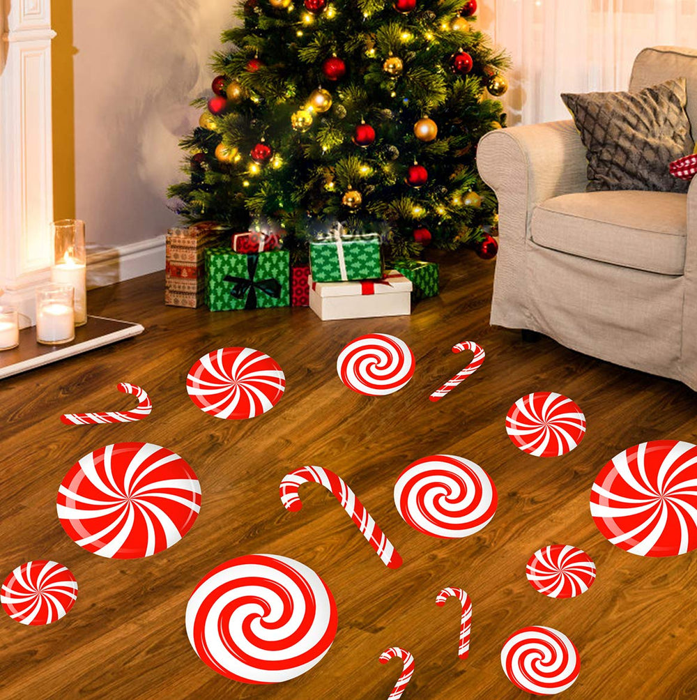 CIOEY Peppermint Floor Decals wall-application bright candy pattern on walls.