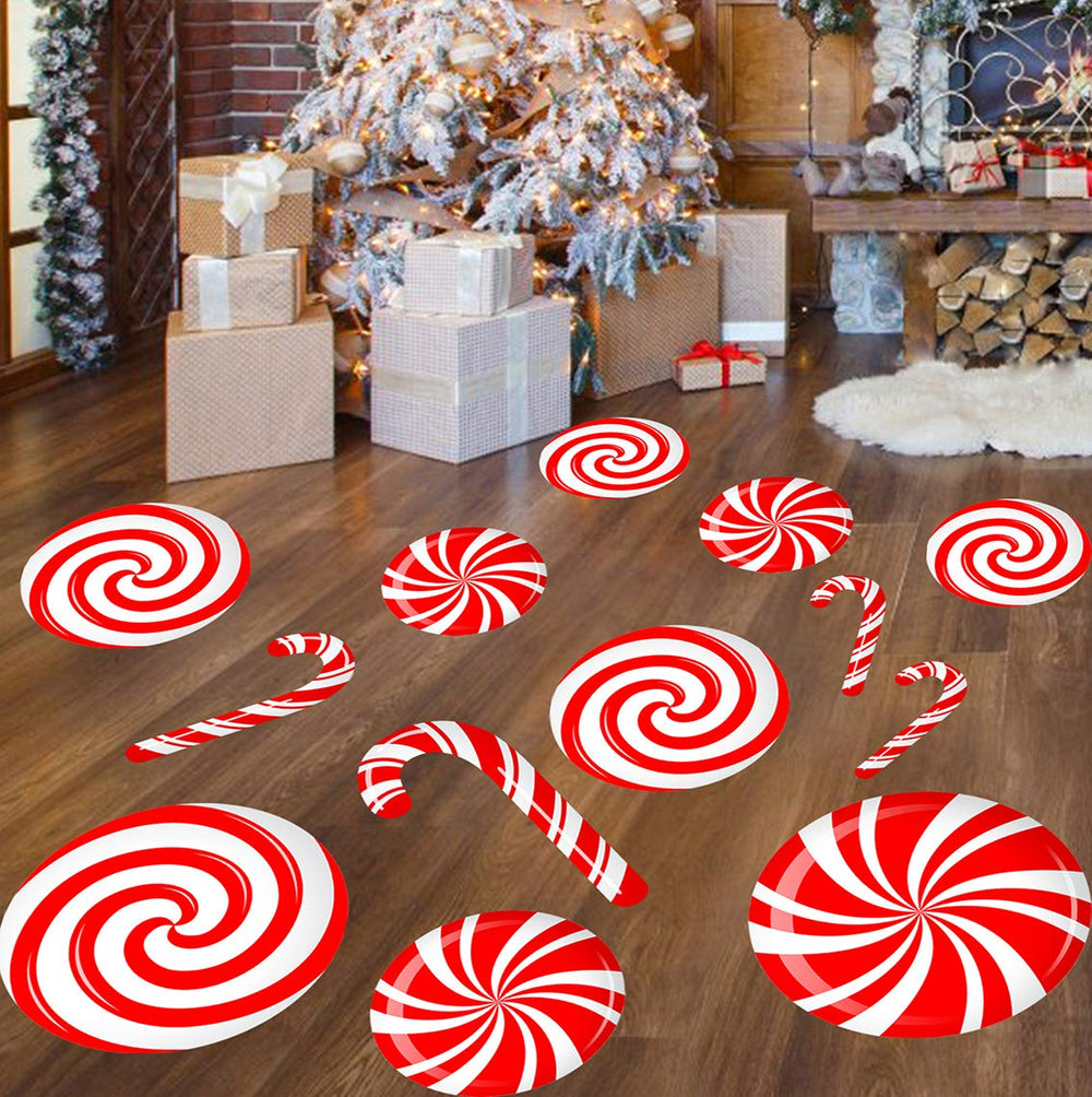 CIOEY Peppermint Floor Decals window-decoration candy-themed storefront window display.