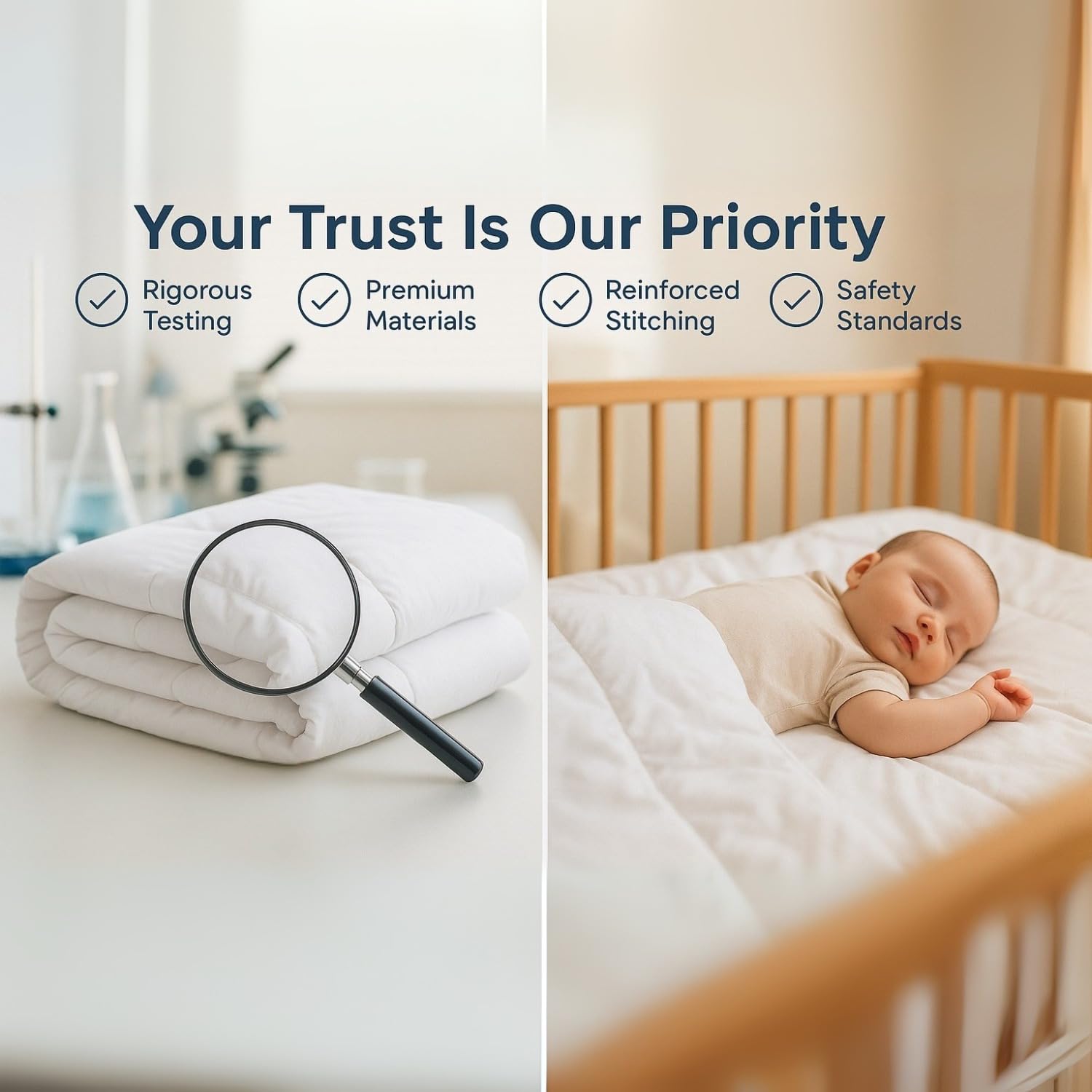 CirclesHome Warm Crib Comforter alternative down filling offers lightweight warmth without overheating.