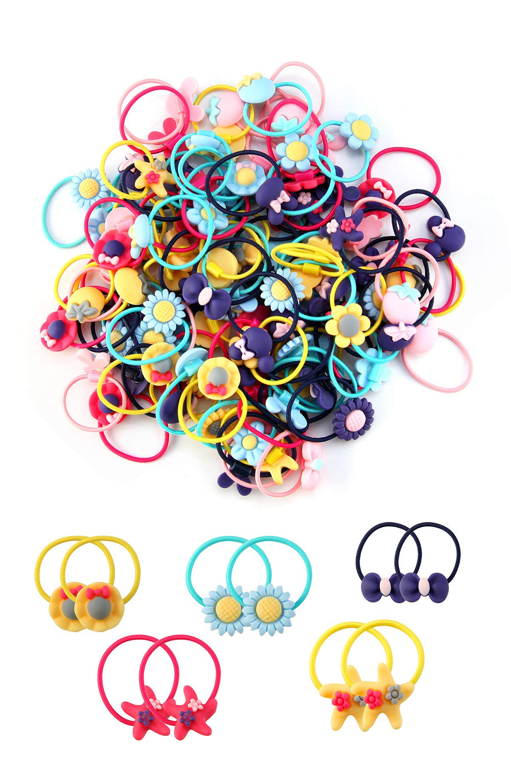 CISMARK 100pcs mix colors hair ties pack for kids' ponytails