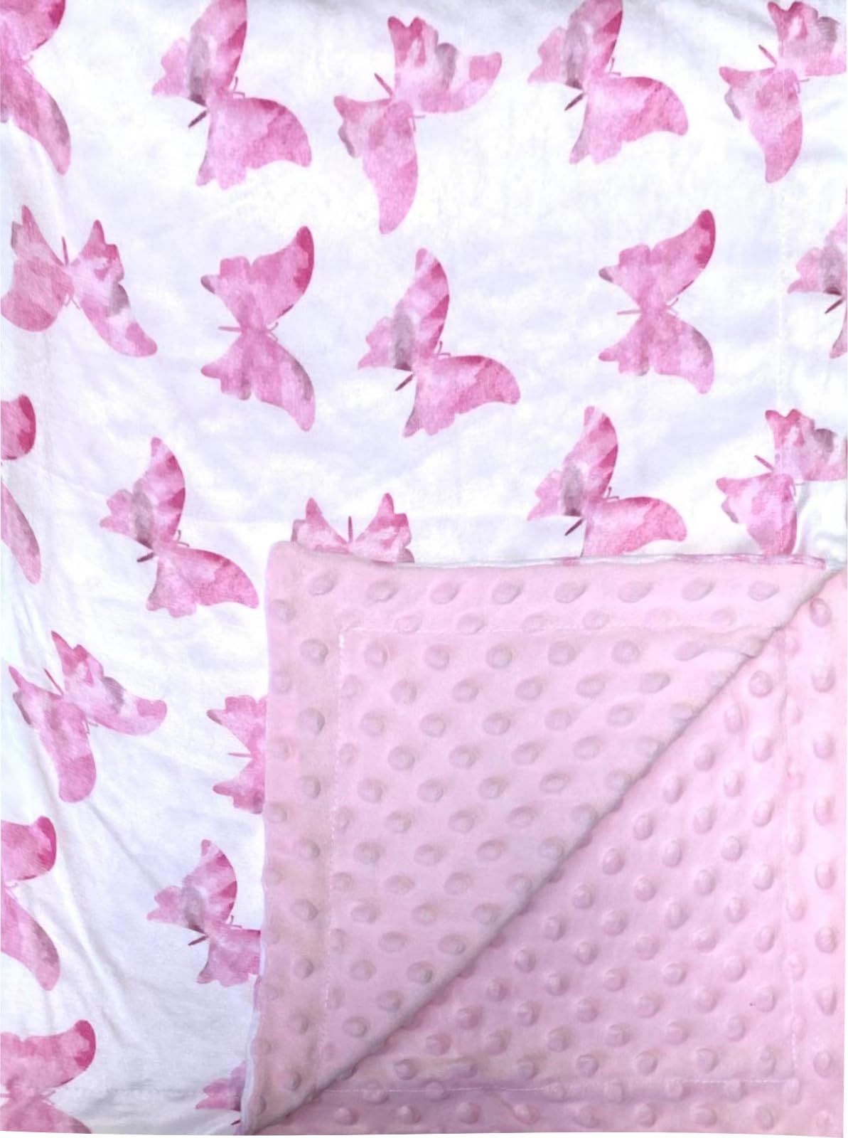 Citihomy baby blanket butterfly pink close-up of ultra-soft minky fabric for newborn comfort