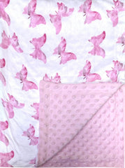 Citihomy baby blanket butterfly pink close-up of ultra-soft minky fabric for newborn comfort