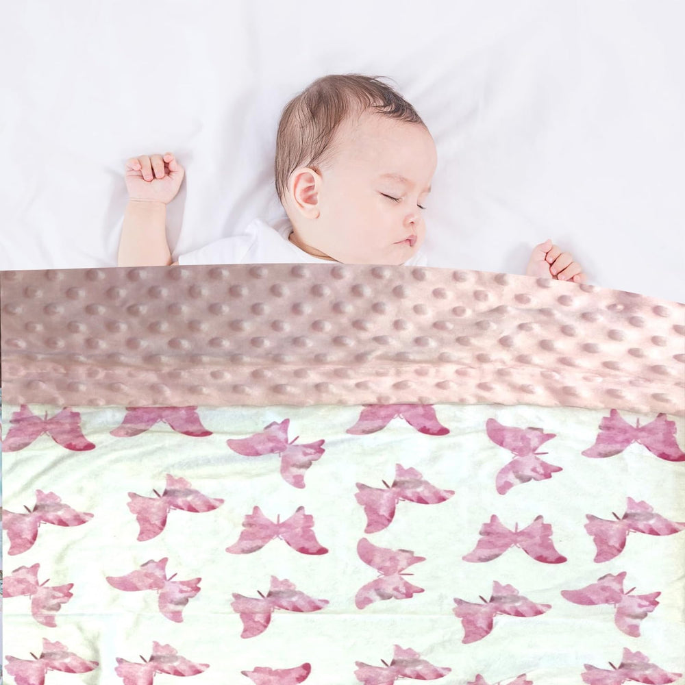 Citihomy pink butterfly blanket dotted backing and gentle texture for soothing hugs