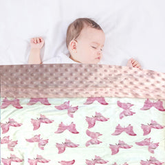 Citihomy pink butterfly blanket dotted backing and gentle texture for soothing hugs